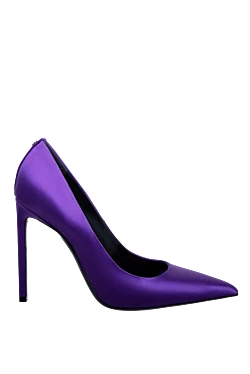 Purple leather and satin shoes for women