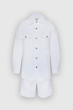 White women's suit with shorts made of cotton and elastane