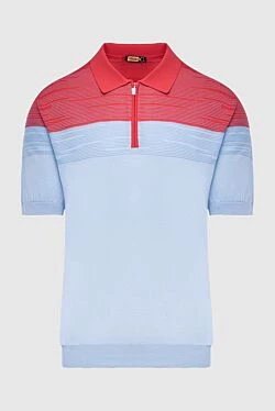 Cotton and silk polo blue for men