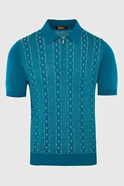 Polo in silk, cotton and crocodile skin green for men