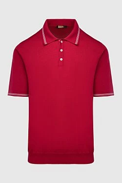 Cotton, silk and crocodile leather polo red for men