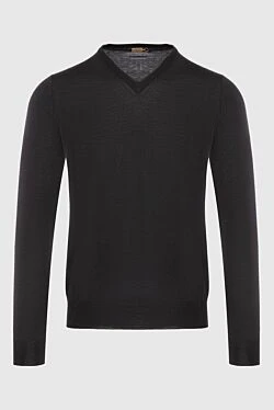 Cashmere and silk jumper black for men