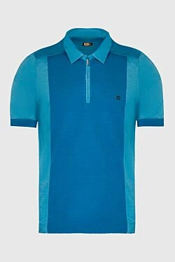 Cotton and silk polo blue for men