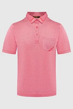 Cotton and silk polo shirt pink for men