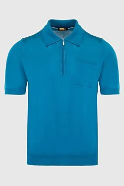 Cotton and silk polo blue for men