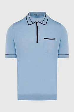 Cotton and silk polo blue for men