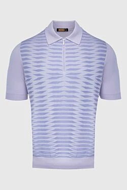 Cotton and silk polo blue for men