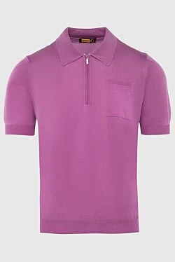 Cotton and silk polo shirt purple for men