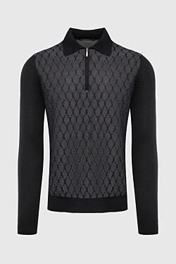 Long Sleeve Polo in Silk and Cashmere black for men