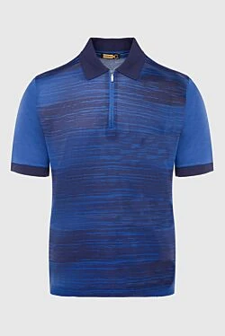 Cotton and silk polo blue for men