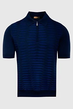 Cotton and silk polo blue for men