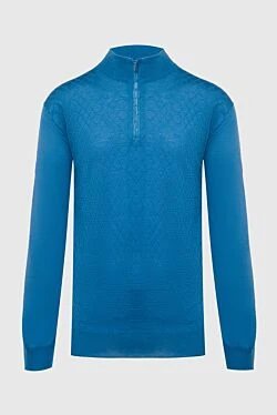 Cashmere, silk and crocodile leather troyer blue for men