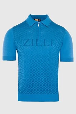 Cotton and silk polo blue for men