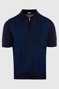 Cotton and silk polo blue for men