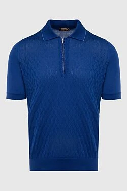 Polo in silk and crocodile skin blue for men