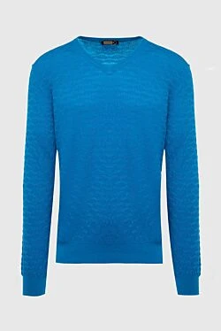 Silk and cotton jumper blue for men