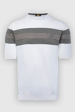 Short sleeve jumper in silk and cotton white for men