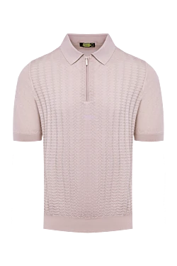 Cotton and silk polo shirt pink for men