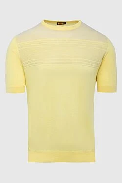 Cotton and silk short sleeve jumper yellow for men