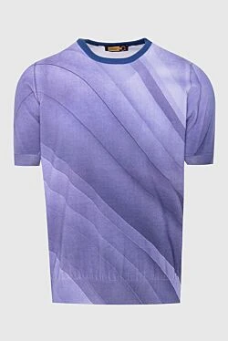 Short sleeve jumper in cotton and silk purple for men