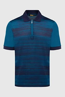 Cotton and silk polo blue for men