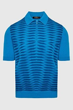 Cotton and silk polo blue for men