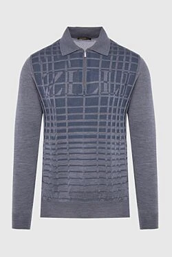 Long Sleeve Polo in Silk and Cashmere Gray for men