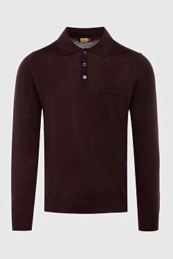 Long Sleeve Polo in Silk and Cashmere Brown for men