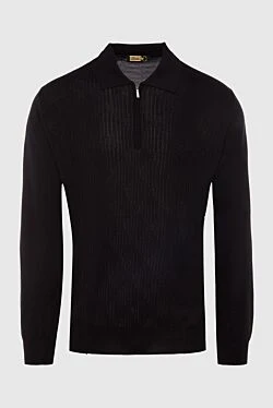 Long Sleeve Polo in Silk and Cashmere black for men