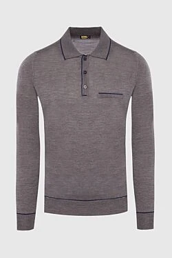 Long Sleeve Polo in Silk and Cashmere Gray for men