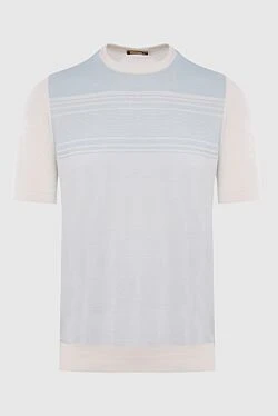 Short sleeve jumper in silk and cotton white for men