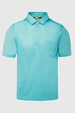 Cotton, silk and crocodile skin blue polo for men