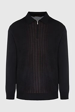 Long Sleeve Polo in Silk and Cashmere black for men