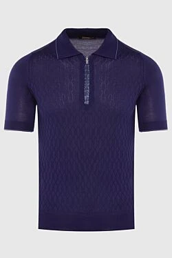 Silk and crocodile leather polo shirt purple for men