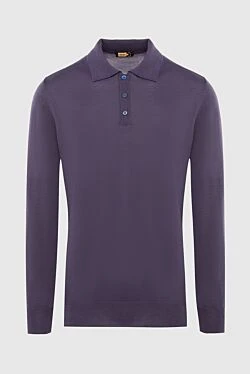 Long Sleeve Polo in Silk, Cashmere and Crocodile Violet for men