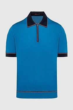 Silk and viscose polo blue for men