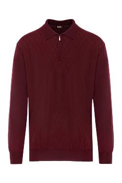 Polo with long sleeves made of silk and cashmere burgundy for men