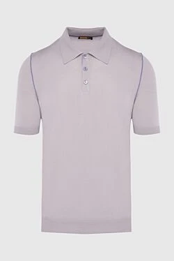 Men's polo shirt made of silk, viscose and crocodile leather