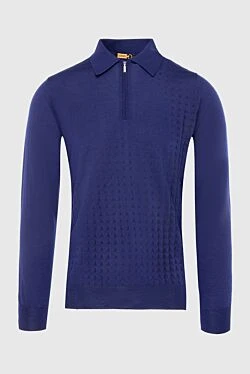 Purple long sleeve polo shirt in silk and cashmere for men