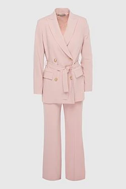 Women's pink polyester and elastane trouser suit