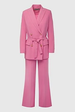 Women's pink polyester and elastane trouser suit