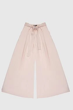 Pink cotton and polyamide trousers for women