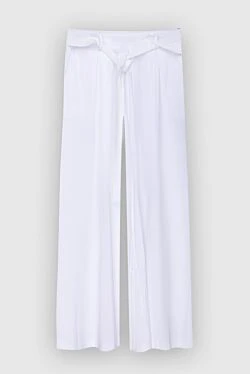 White cotton and polyamide trousers for women