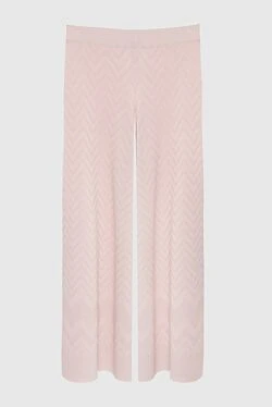 Pink viscose and polyester trousers for women