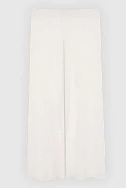 White viscose and polyester trousers for women