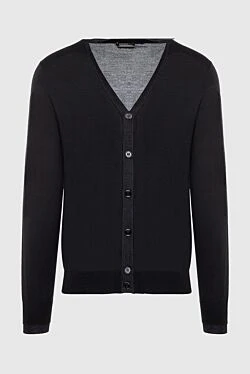 Men's cashmere and silk cardigan black