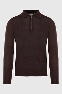 Long Sleeve Polo in Silk and Cashmere Brown for men