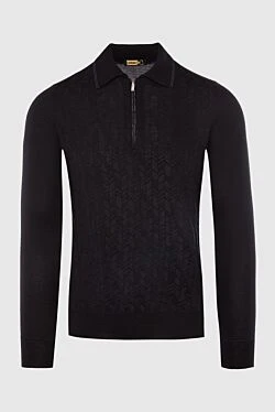 Long Sleeve Polo in Silk and Cashmere black for men