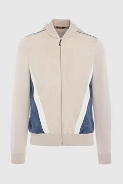 Sports jacket made of silk and cotton beige for men