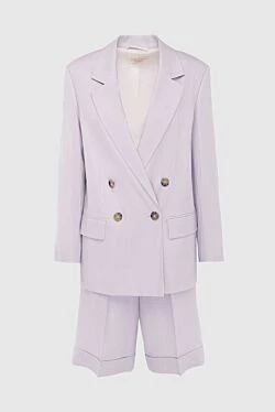 Women's purple suit with linen shorts